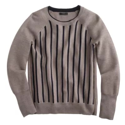 Merino doublezip baseball sweater in stripe J.Crew