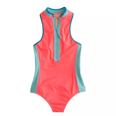 Neon zipneck onepiece swimsuit J.Crew