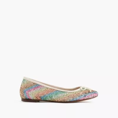 Girls' rainbow glitter ballet flats J.Crew