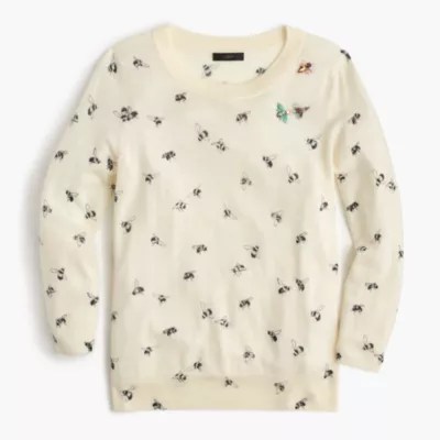 Petite Tippi sweater in embellished bee print J.Crew