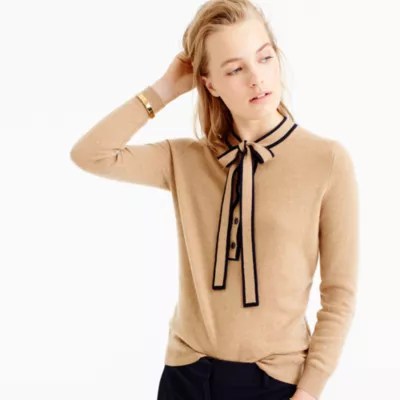 Italian Cashmere TieNeck Sweater Women's Cashmere Sweaters J.Crew