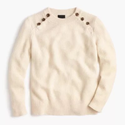 Italian Cashmere Waffle Sweater With Buttons Women's Cashmere
