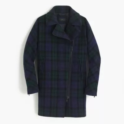 Zippered Coat In Black Watch Tartan Women's Coats & Jackets J.Crew