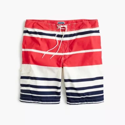 9" Board Short in Nautical Stripe Men's Swimwear J.Crew