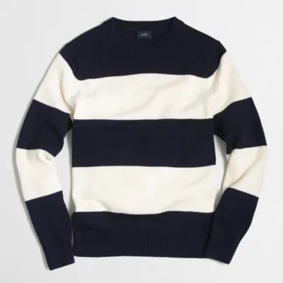 Widestriped cotton crewneck sweater FactoryMen Cotton Factory