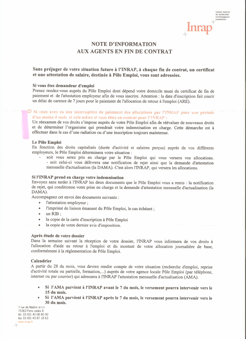 ATTENTION Réexamen des dossiers d'indemnisation chômage