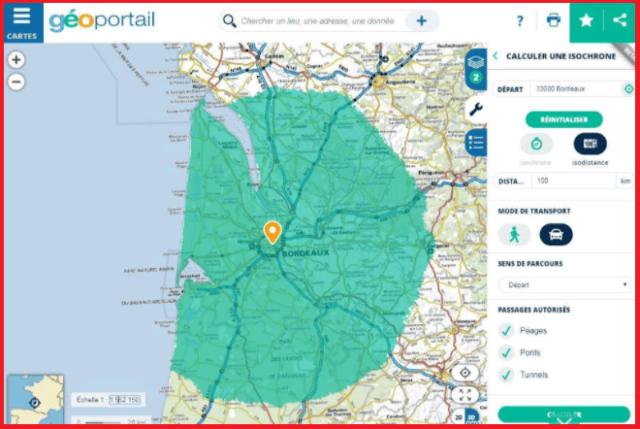 Site et appli pour tracer un rayon de 100 km sur une carte