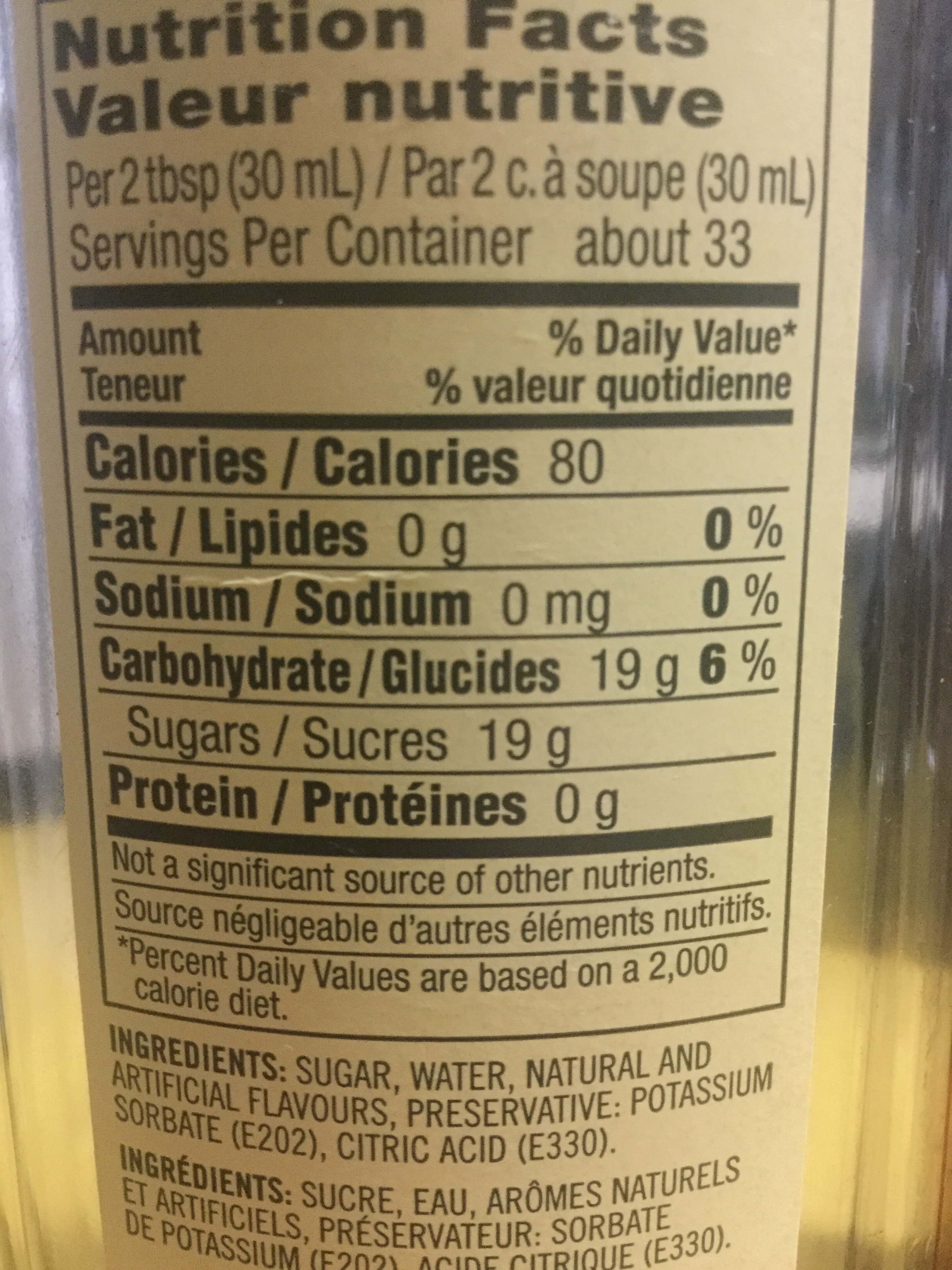 Syrup nutrition? starbucks