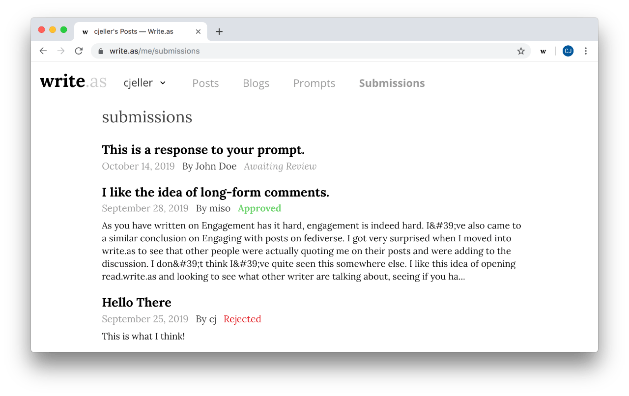 Accepting Submissions — How to Use Write.as