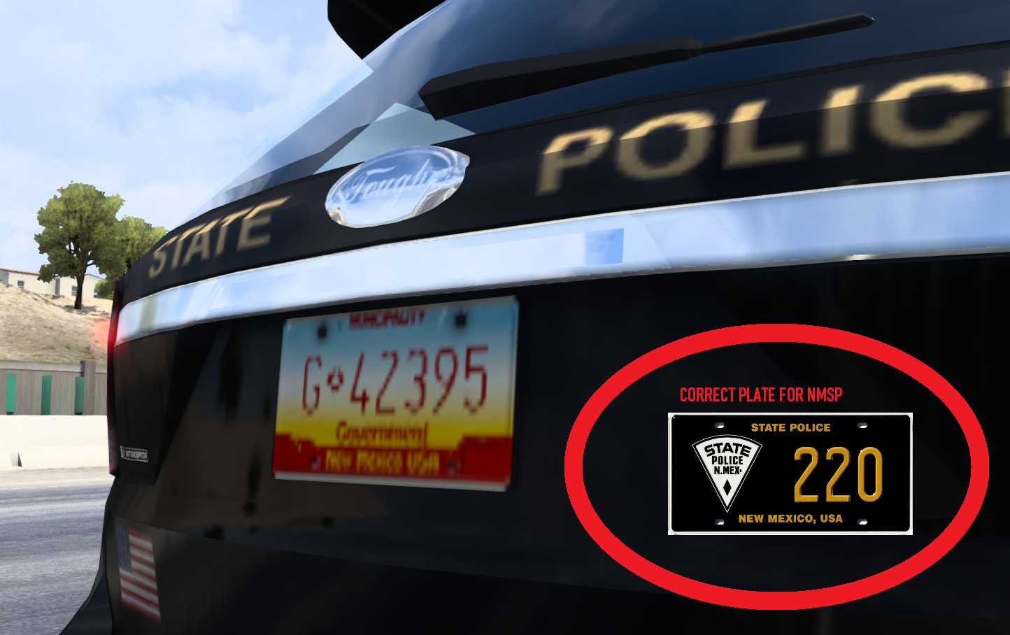 [New Mexico DLC] NM State Police cars have wrong number plate SCS