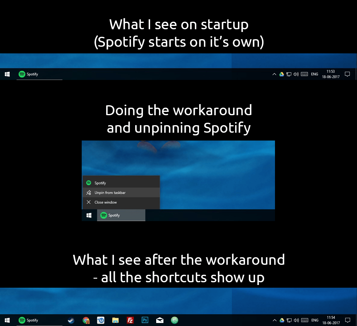 Windows 10 Missing taskbar shortcuts on startup Super User