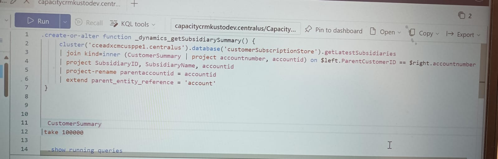 How to create Kusto function for getting delta records in azure data