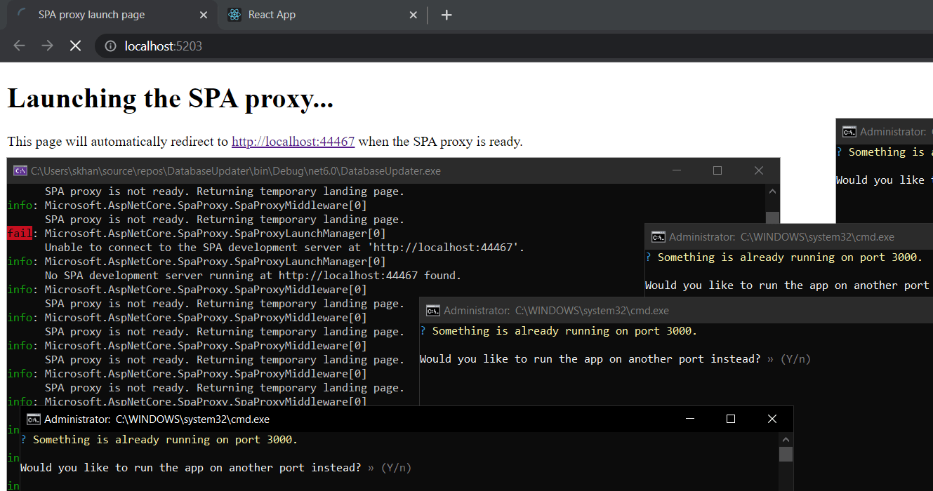 c NET Core+React template After replacing ReactJS UI project with