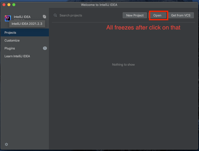 Intellij IDEA Freezes when clicking on "Open" in macOS Stack Overflow