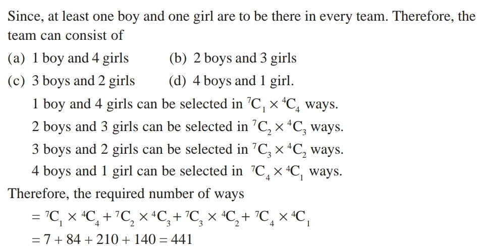 combinatorics - A group consists of 4 girls and 7 boys. In how many