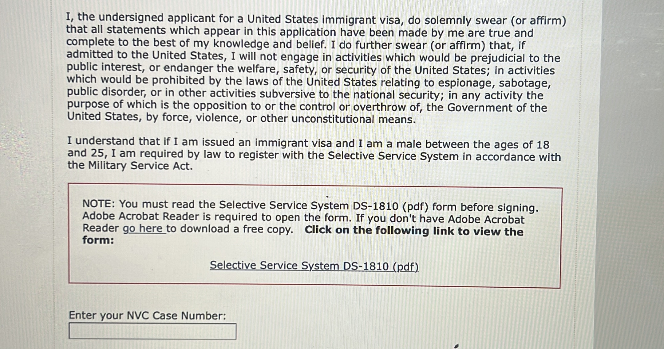 visa I finished filling out my husband's DS260 application but I am stuck where they ask you to sign a selective service form Expatriates Stack Exchange visa I finished filling out my husband's DS260 application but I am stuck where they ask you to sign a selective service form Expatriates Stack Exchange