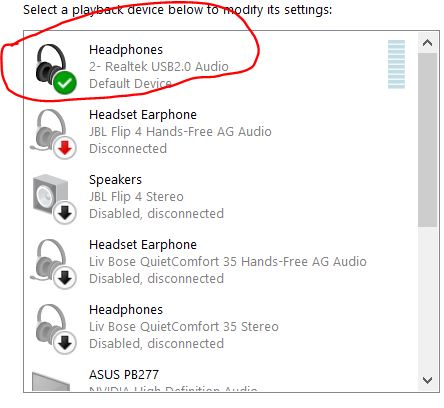 Microphone being recognized as headphones in windows 10 using a 
