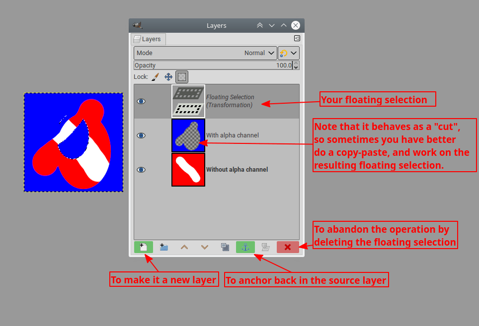 How can I make my selection transparent after selecting a region from fuzzy select in GIMP