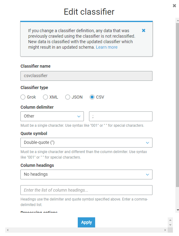 amazon web services Using Glue to transform CSV file from S3 bucket and saving the transformed