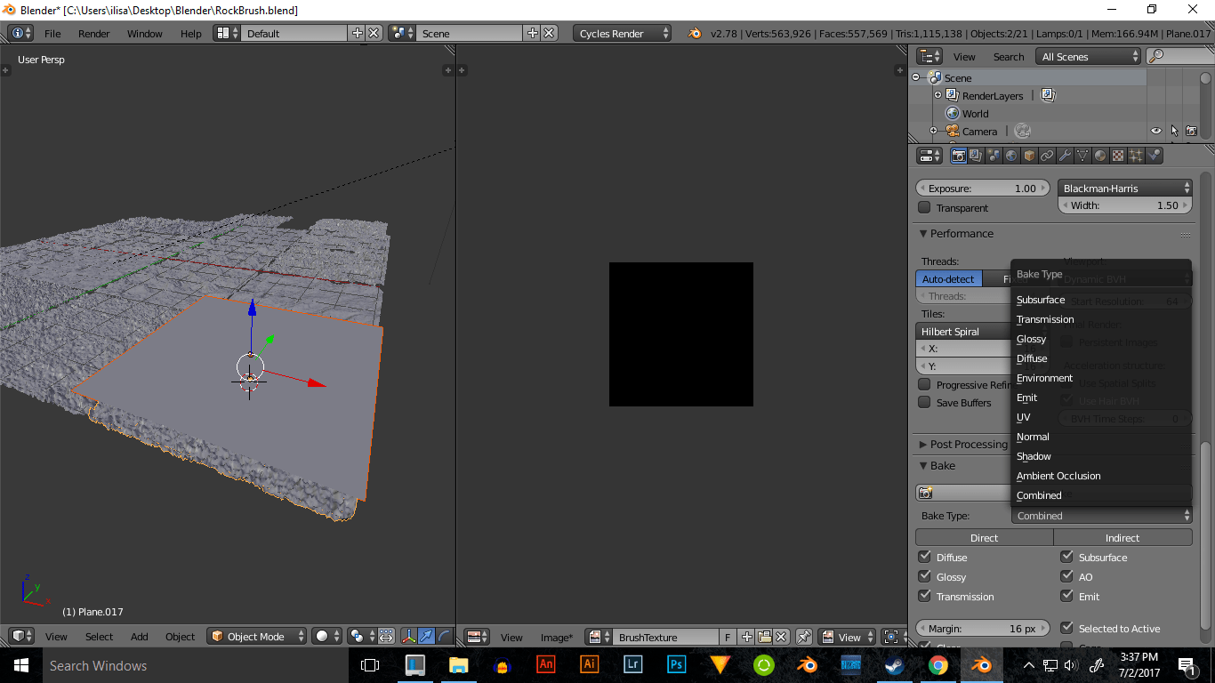 cycles render engine Baking displacement map is missing, Blender