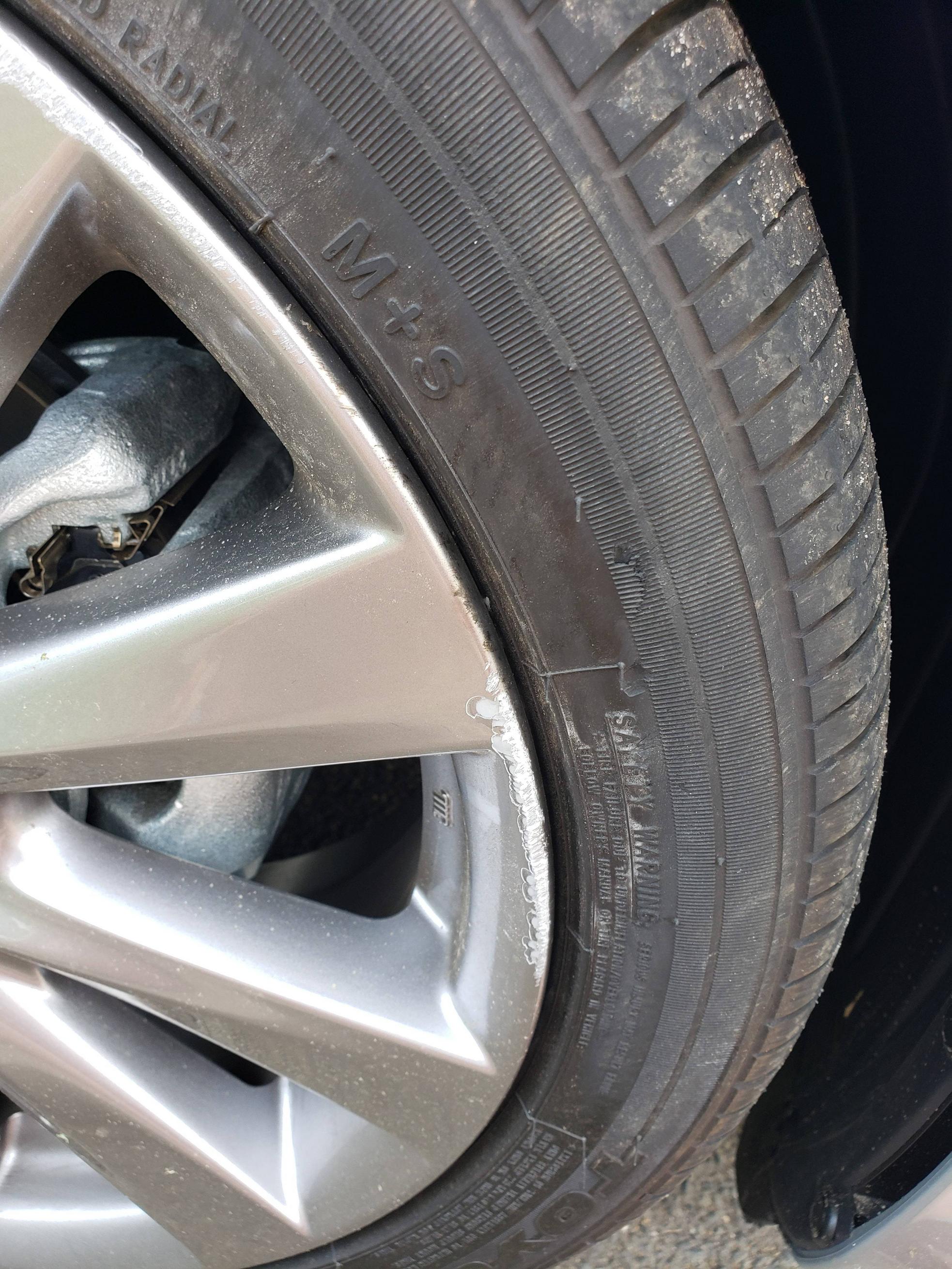 Tire and Rim Damage From Scraping Curb - Motor Vehicle Maintenance