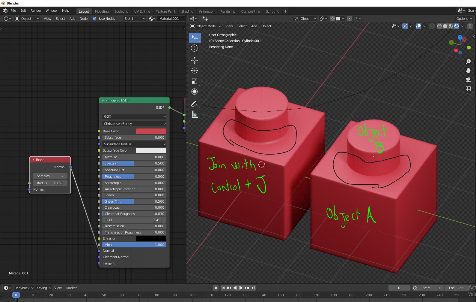 cycles render engine How to use bevel node without joining objects
