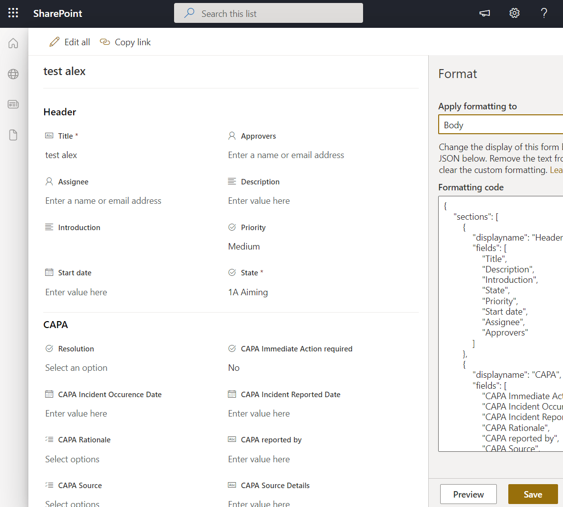 SharePoint list losing JSON formatting SharePoint Stack Exchange
