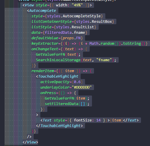 javascript React native input list is not ovelay over ther inputs properly