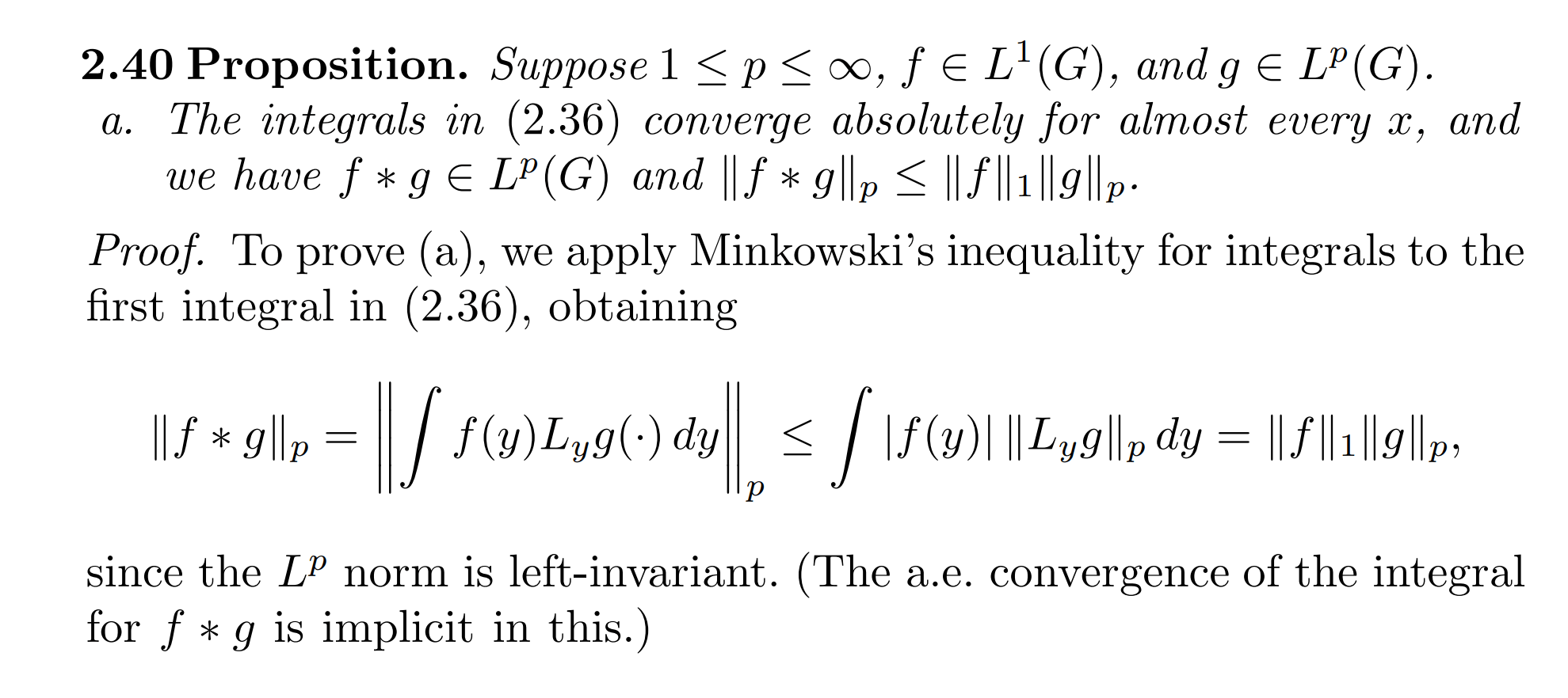 measure theory Convolution inequality \f\star g\_p \le \f\_1 \g