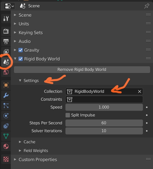 rigidbody rigidbodies not working with a lot of objects Blender