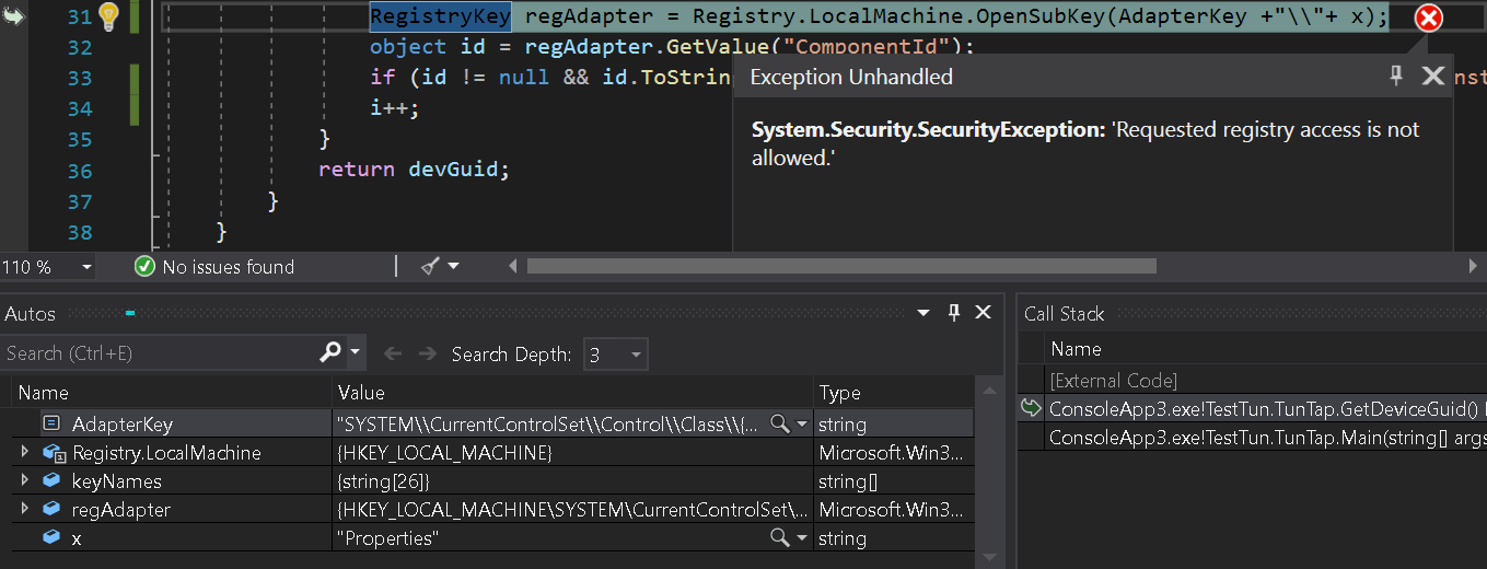 c Requested registry access is not allowed. even with signed exe and