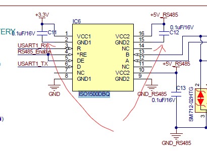microcontroller - RS485 isolated circuit - forgot connections. Will