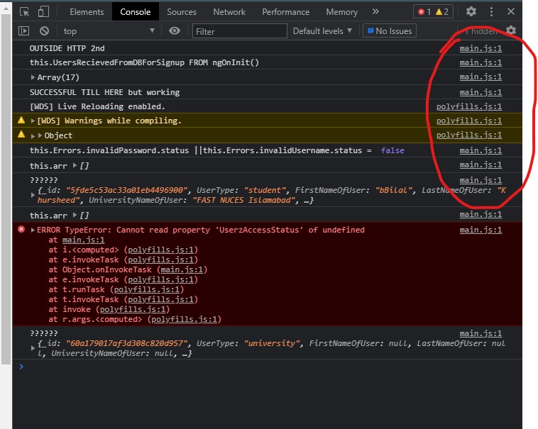 javascript After ng build prod, why am I getting errors in main.js