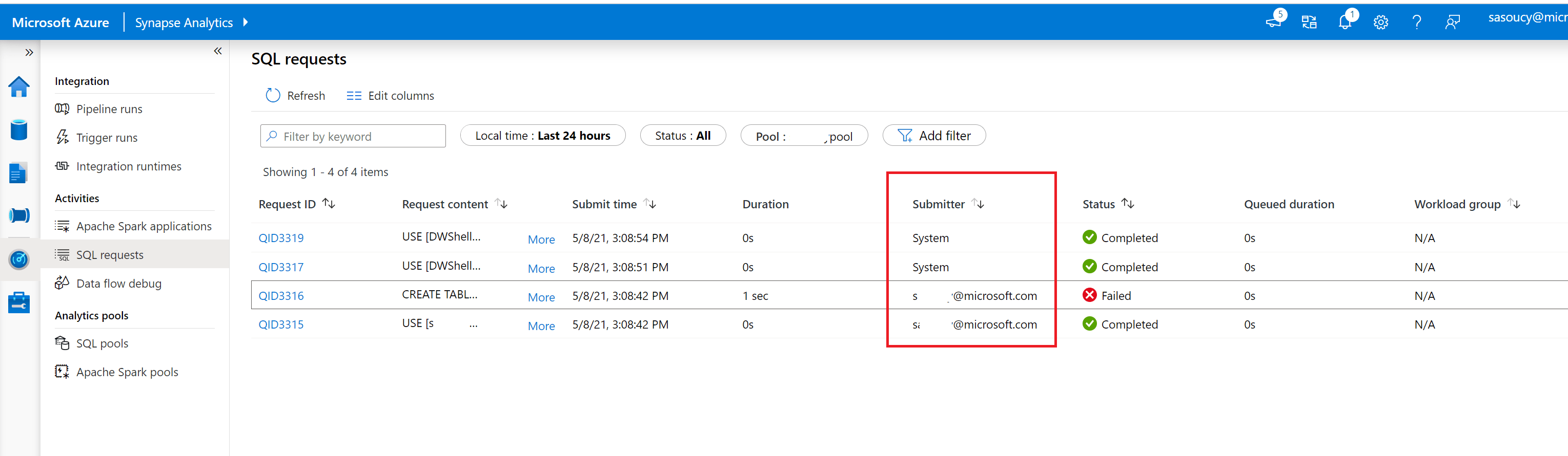 Query to find out details about who truncated tables in azure synapse