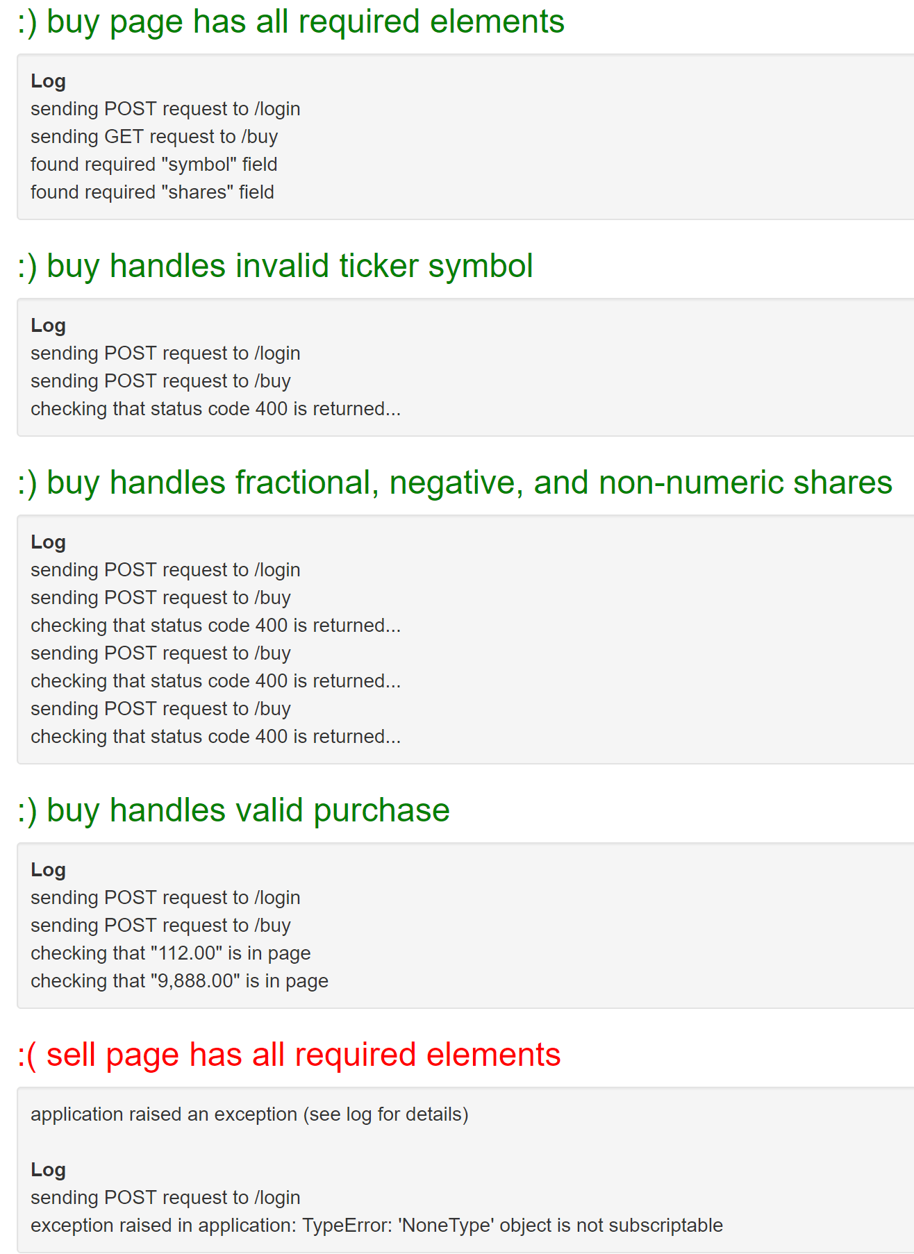 finance pset7 check50 error sell page has all required elements