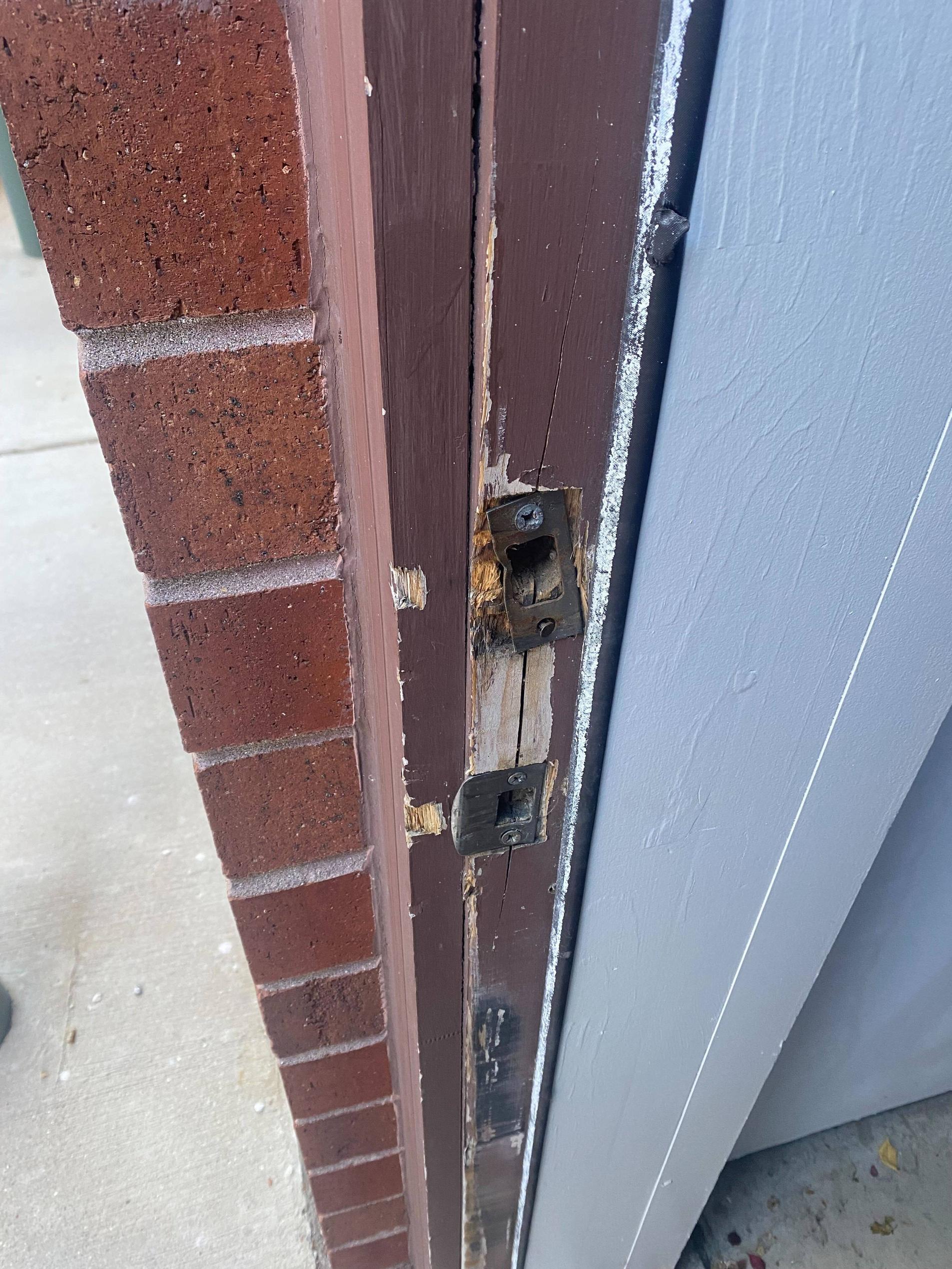 repair How can I secure an exterior service door with split frame due