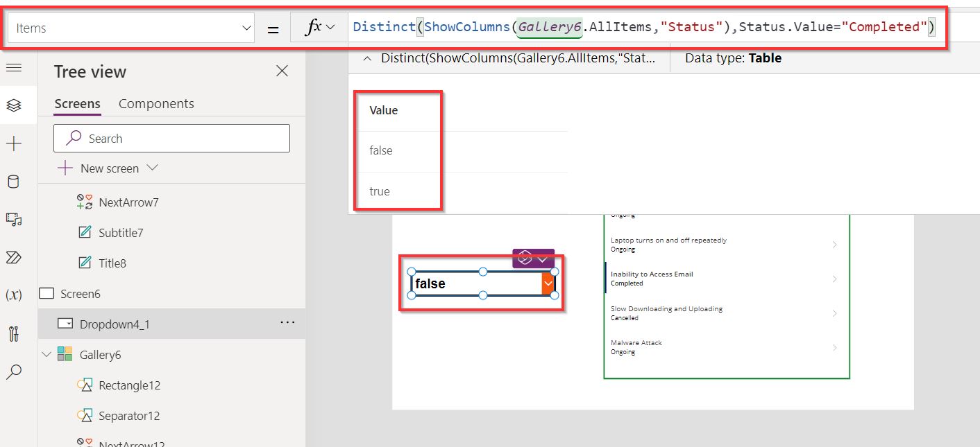 Power Apps dropdown items from gallery Stack Overflow