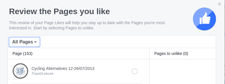 How can I unlike all Facebook Pages at once? - Web Applications 