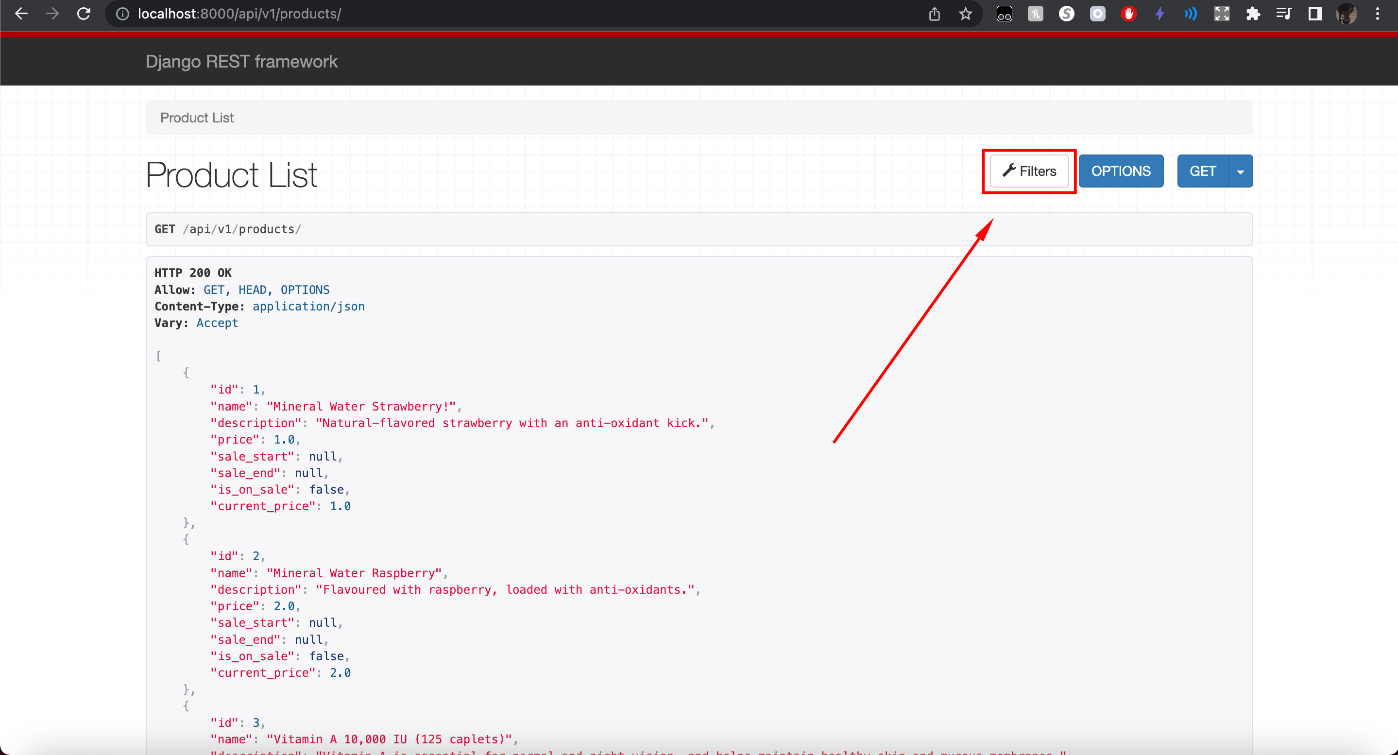 Django Rest Framework Filter not Working, The filter button is not