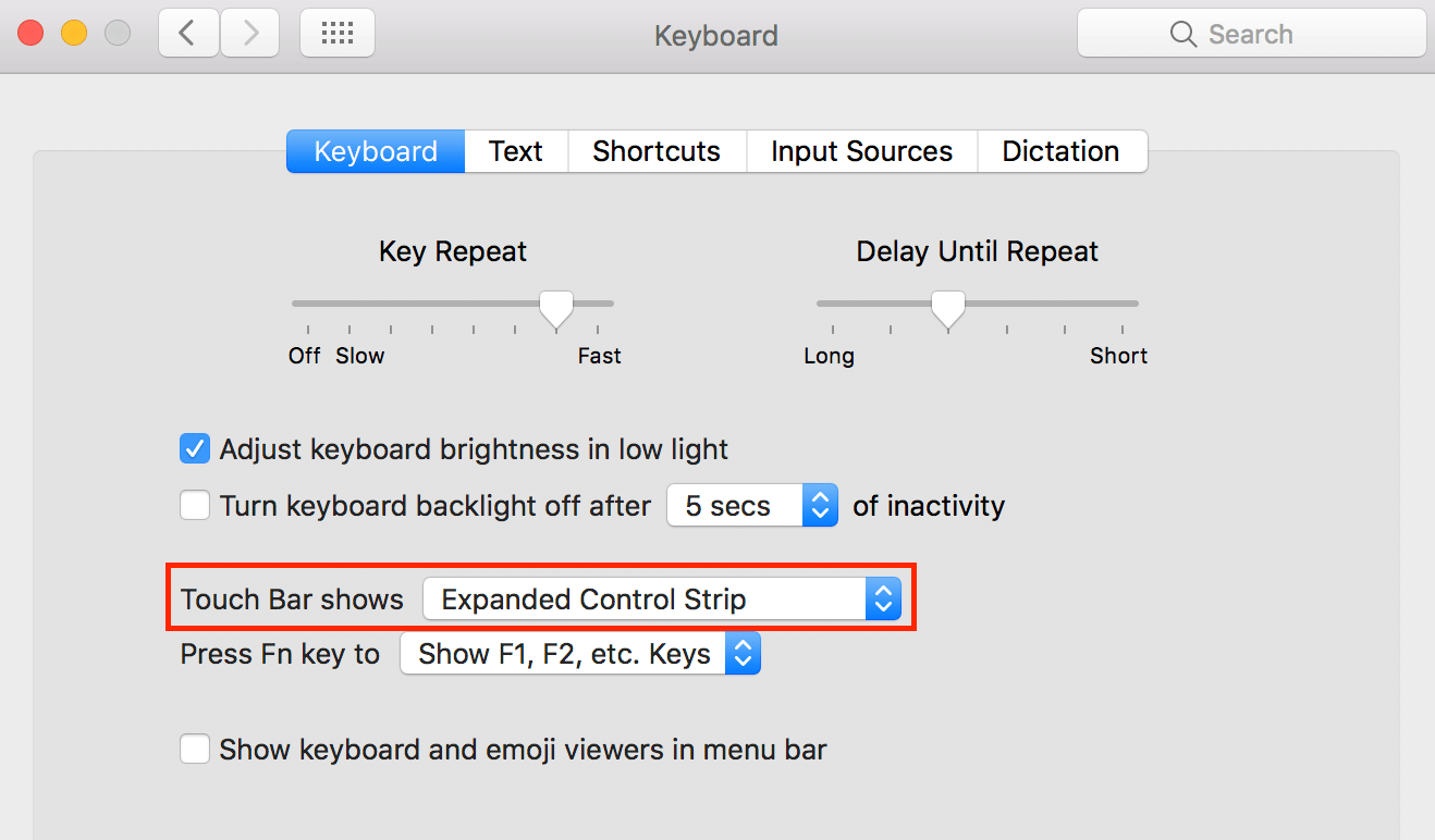 touch bar - Have touchbar show vol up, vol down, brightness up 