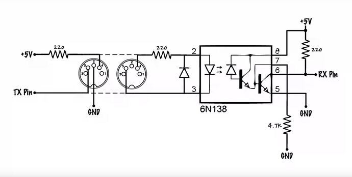 serial - How do I properly receive MIDI with Arduino, with 6n138