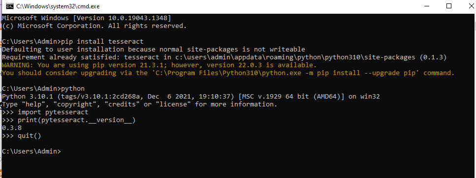 python - Pytesseract : “TesseractNotFound Error: tesseract is not