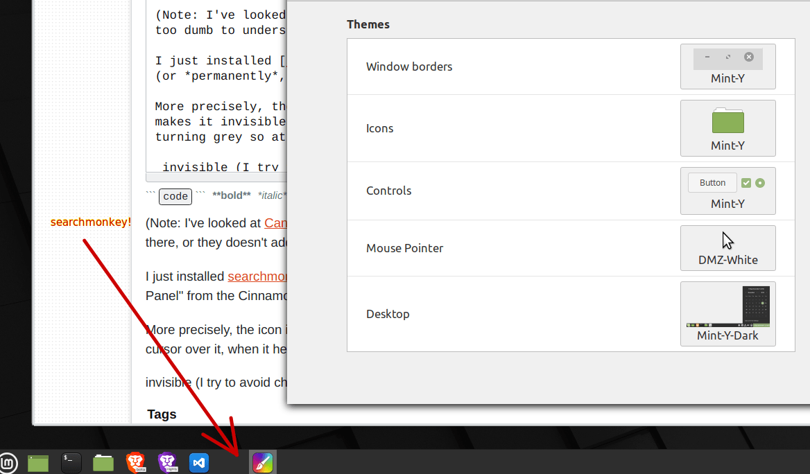 linux mint Taskbar icon for SearchMonkey is invisible! Unix & Linux
