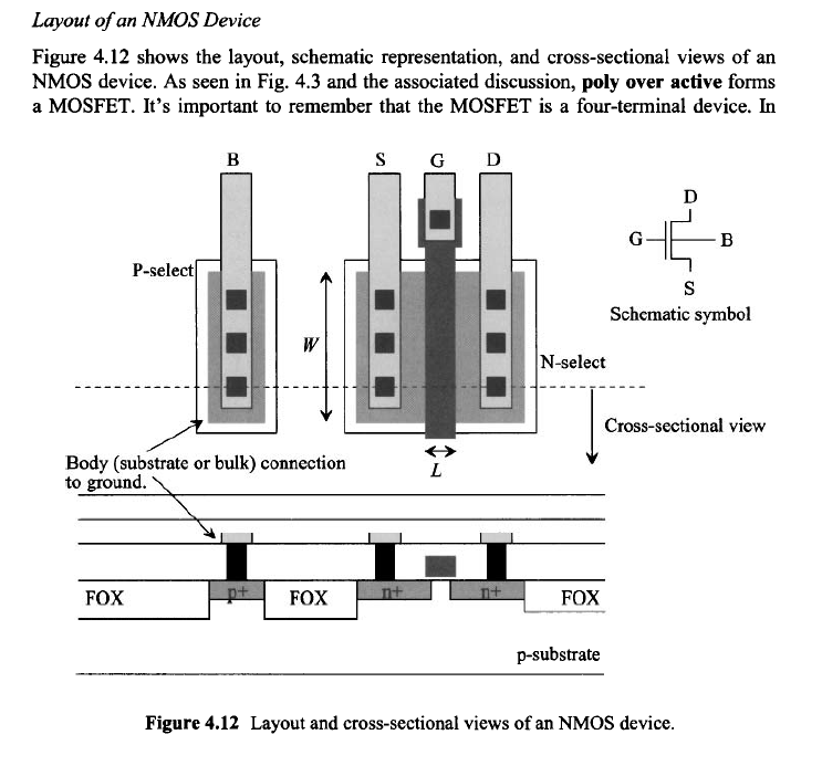 pcb design - IC Layout - NMOS Substrate Connection - Electrical
