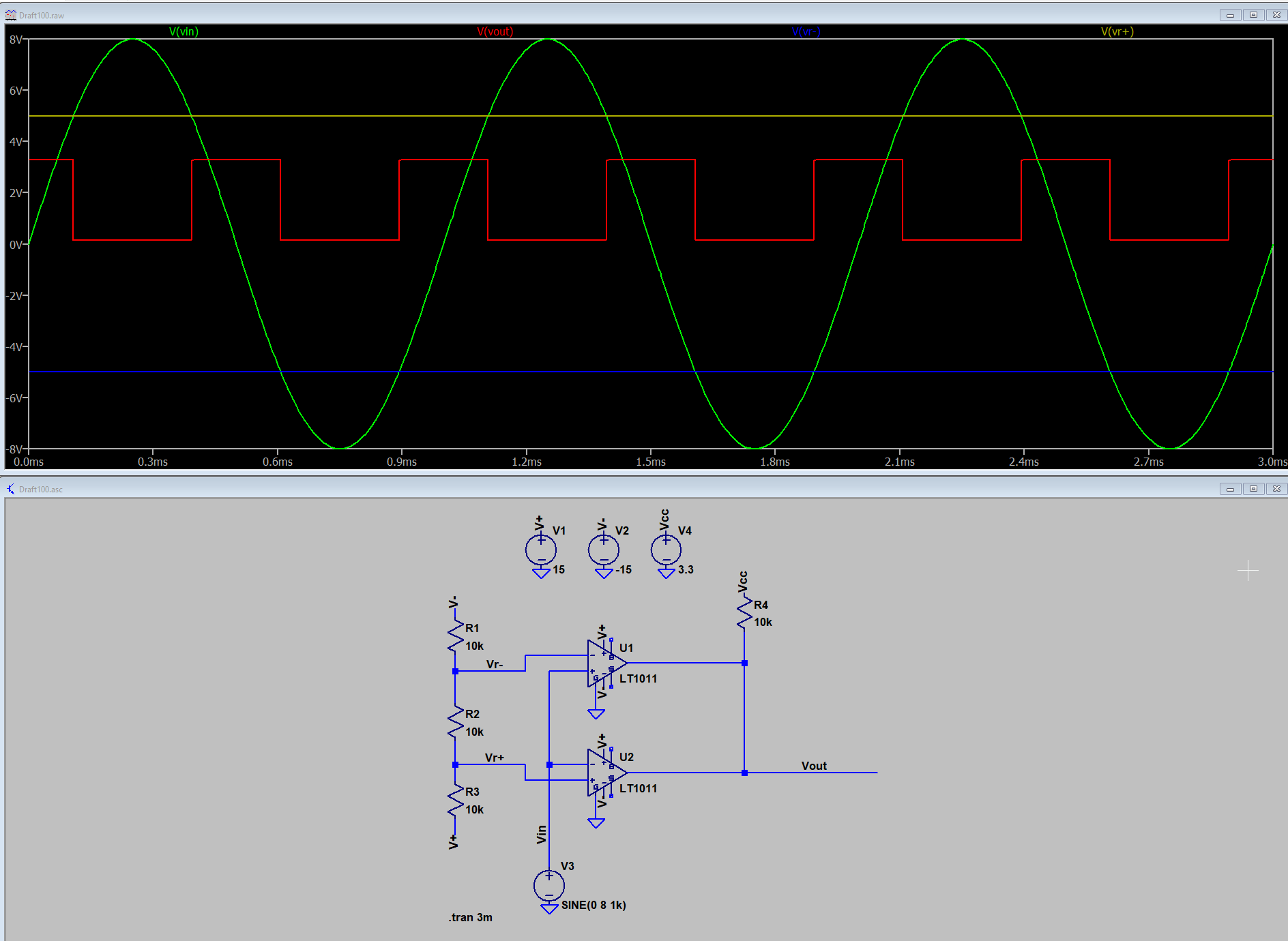 operational amplifier - Can't get output voltage out of LT1011 (LTSpice