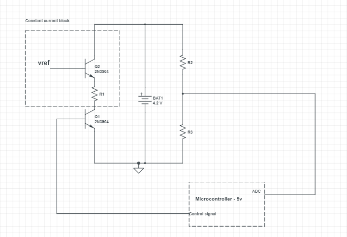 Constant current circuit load and without load for voltage measurement