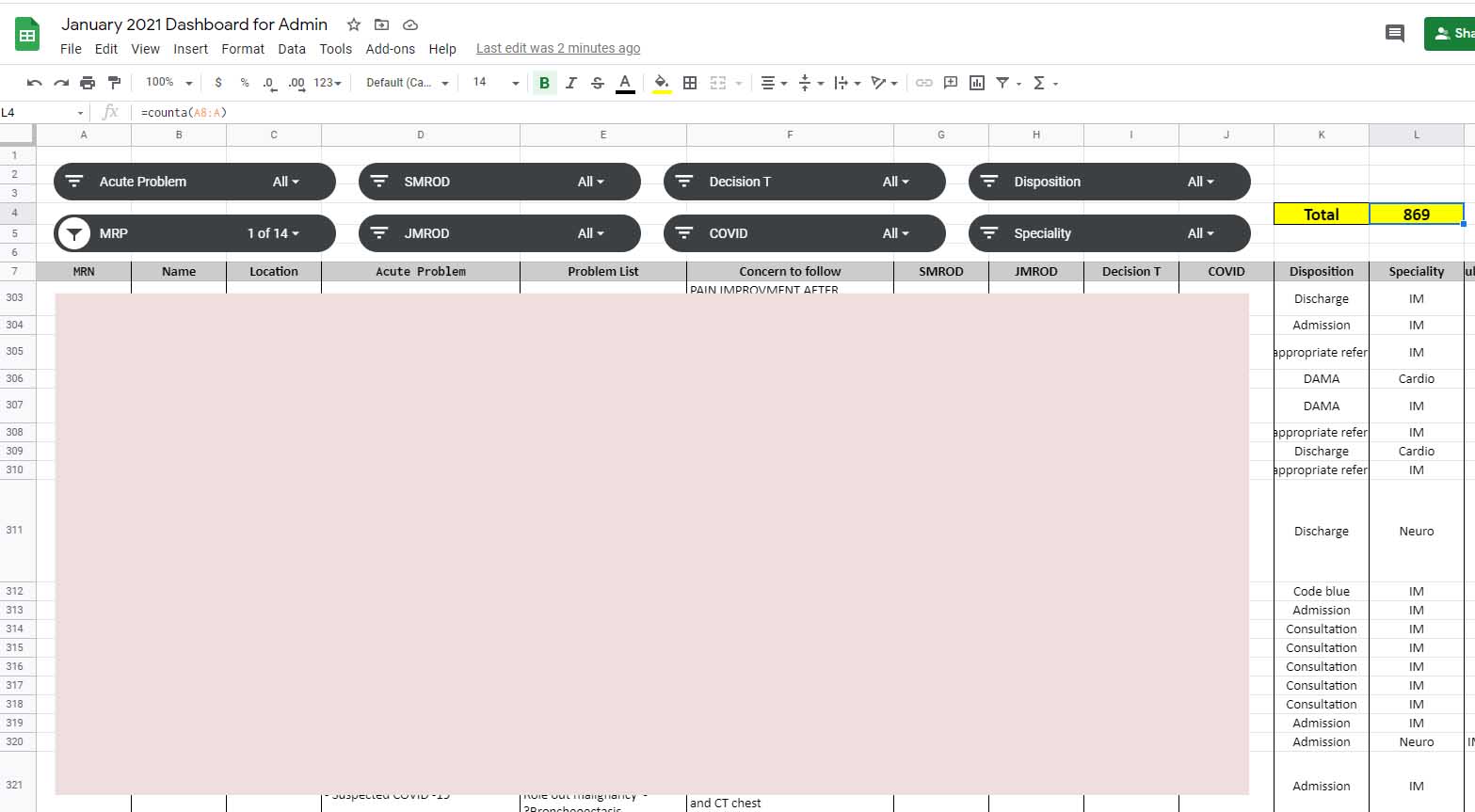 formulas How to count filtered data when using slicer in Google