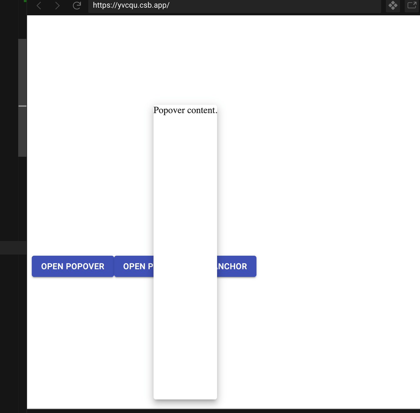css material UI popover position on small screen Stack Overflow