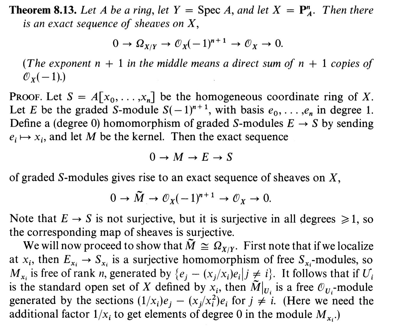 algebraic geometry How to understand the exact sequence of
