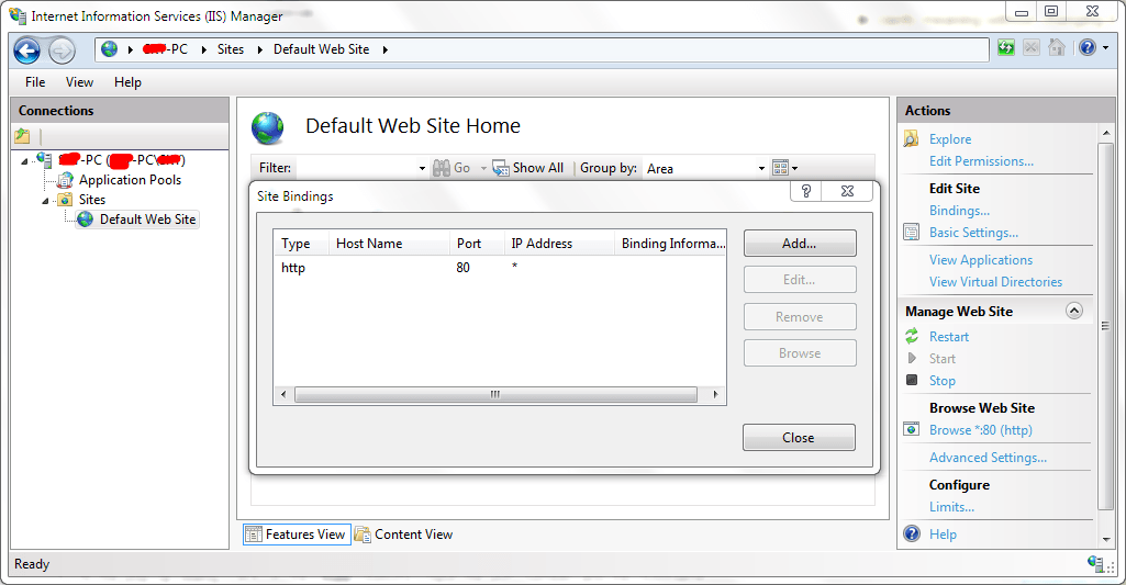 iis Bad Request Invalid Hostname while connect to localhost via wifi